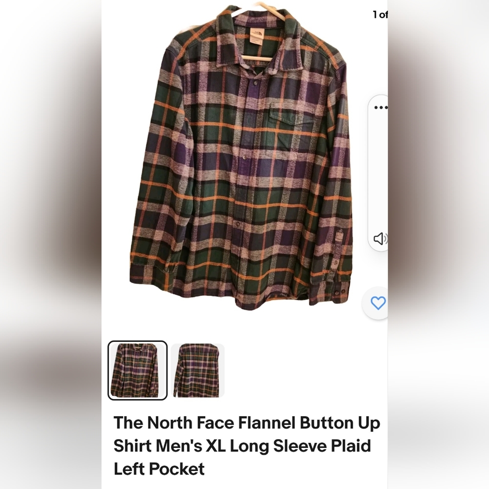North Face Flannel Men's Shirt left pocket XLG